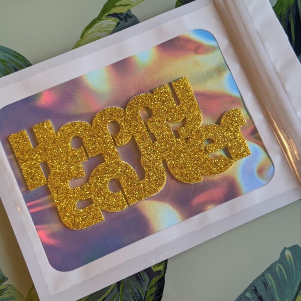 Handmade Happy Easter Gold Glitter Foam Sticker
